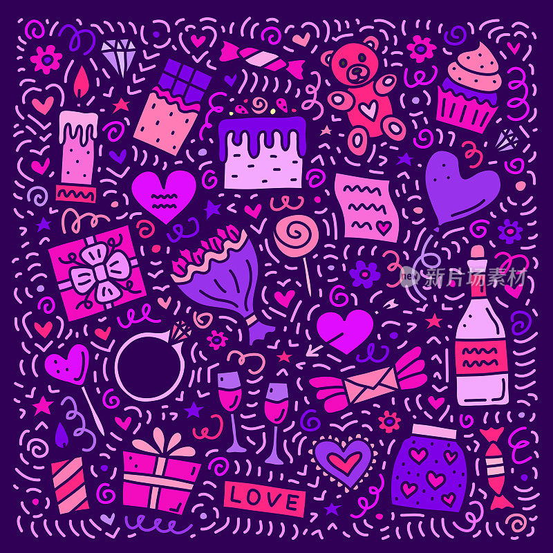 Set of doodles for Valentine's day.